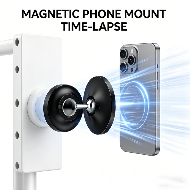 Dual-Sided for Magnetic Desk & Car Phone Holder with 360-Degree Rotating Foldable Stand for Treadmills Fitness Equipment