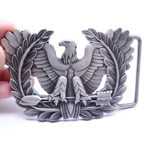 China Manufacturer Customized Fashion Men Metal 3D America Eagle Wreath Belt Buckles