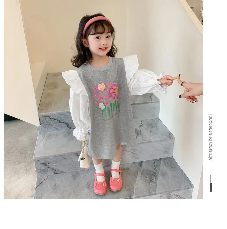 Cotton Đơn Giản Thích Váy Dài Thiết Kế Bé Cô Gái Hoa Mẫu Váy Cổ Điển 1 Năm Sinh Nhật Nhỏ Cô Gái Váy Giản Dị