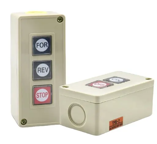 Botón pulsador de encendido de reinicio de 1/3 para puertas de barrera 3A 250VAC ON-OFF Interruptor de control de motor de la FWD-REV-OFF con caja de plástico