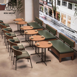 Canapé moderne de luxe <span class=keywords><strong>en</strong></span> cuir et <span class=keywords><strong>en</strong></span> bois, ensemble de banquette, table et chaise pour McDonald's, pizza, café, thé, boutique, restaurant - Product Image 1