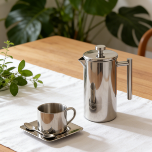 Cafetera <span class=keywords><strong>Francesa</strong></span> de Acero Inoxidable 304SUS con Pulido Espejo y Juego de Tazas y Platillos <span class=keywords><strong>para</strong></span> Uso Doméstico, Herramientas de Barista - Product Image 5