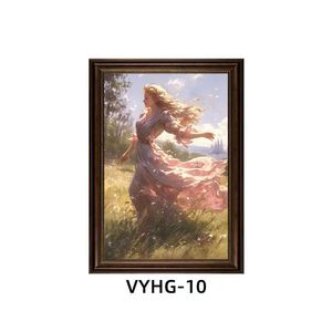 Custom Emoldurado Romântico Pastoral Girl Art Print Europeu Vintage Wall Picture para Home Office Quarto Decoração
