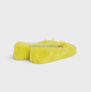 Scarpe <span class=keywords><strong>Ballerine</strong></span> con Pelliccia di Alta Qualità per Ragazze, Calzature Calde con Pelliccia per Donne, <span class=keywords><strong>Ballerine</strong></span> Gialle in Montone 05 - Product Image 3