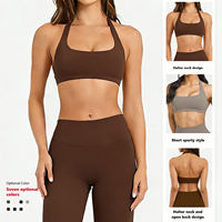 Top deportivo sin costuras para mujer con cuello halter, espalda descubierta y soporte alto para yoga y entrenamiento