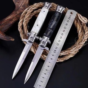 Cuchillo de Camping Táctico Personalizado para Exteriores, Acero 3CR13, Mango de Madera y Resina, Cuchillo Plegable Estilo Mafia <span class=keywords><strong>Italiana</strong></span>, Venta al Por Mayor - Product Image 2