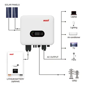 Sistema di accumulo di energia inverter solare domestico 4kw 5kw 6kw centrale elettrica inverter solare ibrido a onda sinusoidale pura