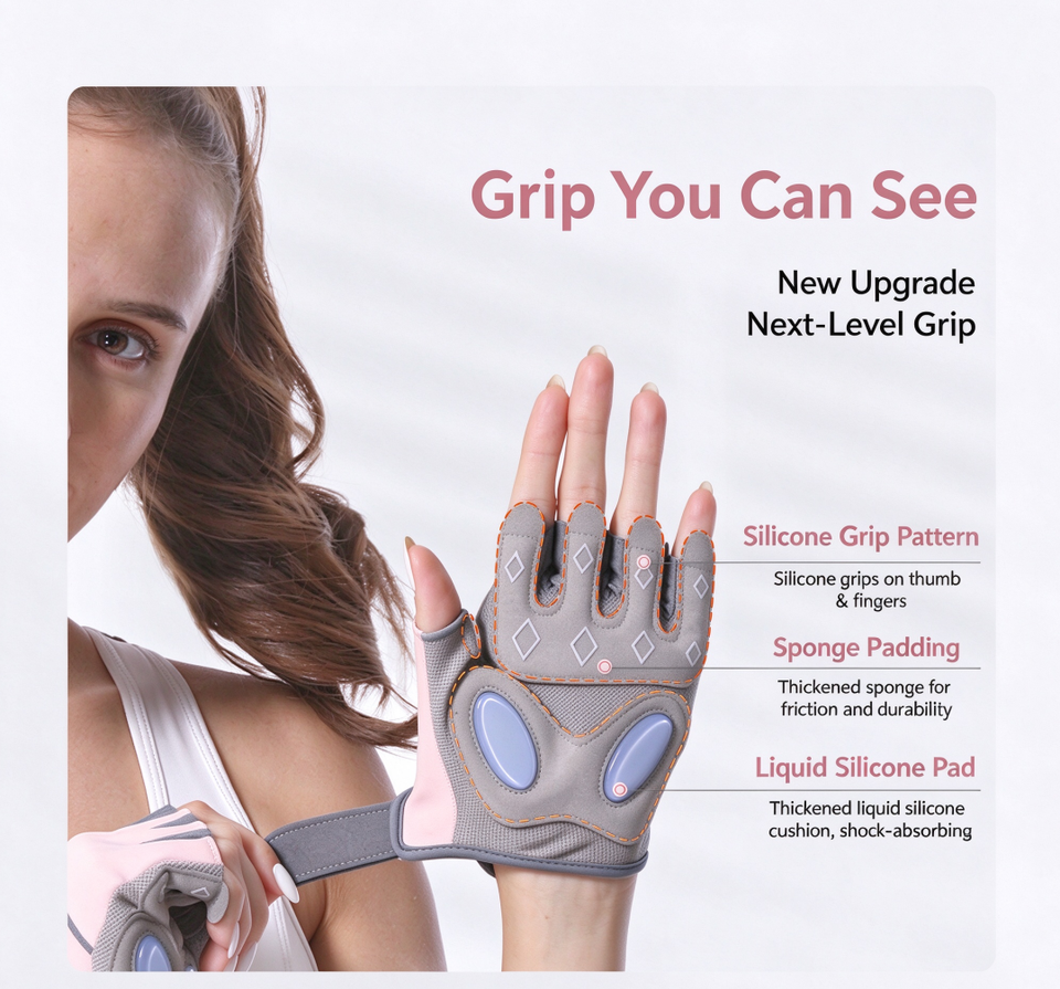 Color Jump Activity Stylish Half-Finger Fitness Gloves - Liquid Silicone Padded, Breathable ...