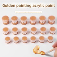 Ensemble de peinture acrylique dorée à 6 compartiments (2 ml chacun) - Couleurs inaltérables pour la peinture à la main sur plâtre/céramique - Outil d'art pour dorure à l'or fin
