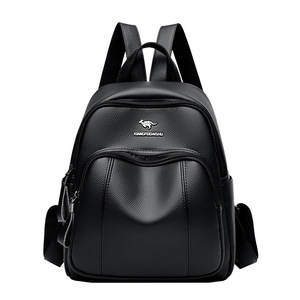 Sac à dos en cuir pour femmes, sacs à bandoulière en cuir PU à double fermeture éclair, grande capacité, sacs à dos d'extérieur - Product Image 1