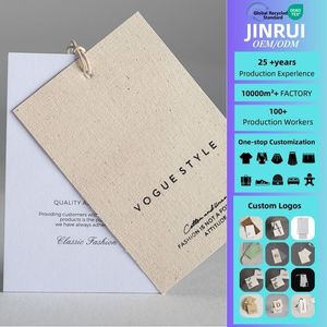 Custom Cotton Linen Canvas Hang Tag with Logo Screen Printed Garment Swing Tag Luxury Women's <strong>Clothing</strong> Brand Label Maker - Product Image 1