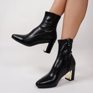 בחורה עסוקה qld25 צרפתית פשוט רך מעור הבוהן נשים רזות מגפיים עדין פלוס קטיפה עבה מגפיים קצרים לנשים - Product Image 3