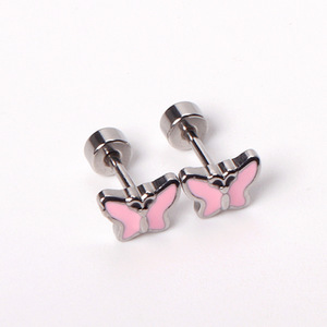 Juego de pendientes de mariposa, postes para las orejas de acero inoxidable coloridos para mujer, regalo, joyería de moda - Product Image 4