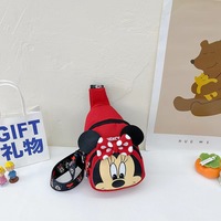 Sac de poitrine pour enfants, adorable et mignon, dessin animé Mickey Minnie, cadeaux pour enfants, portable, antivol, rangement, bandoulière, tissu, tout