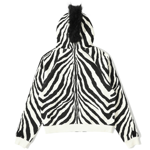 Felpa con Cappuccio Unisex Stile <span class=keywords><strong>Mohican</strong></span> con Stampa Zebrata, Zip Frontale, Streetwear Personalizzato Oversize - Product Image 4