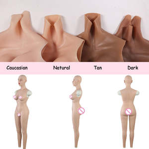 Combinaison de corps en silicone faux sein réaliste faux vagin féminin avec masque de tête <span class=keywords><strong>maquillage</strong></span> délicat pour Cosplay Crossdresser Sissy - Product Image 6
