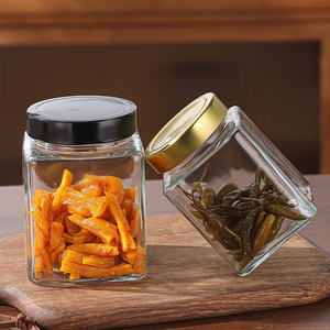 Barattolo Classico in Vetro per Alimenti 100ml 200ml 280ml 380ml 500ml 730ml, Contenitore Quadrato per Caramelle e Biscotti con Coperchio a Vite - Product Image 2