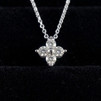 Collier pendentif trèfle porte-bonheur élégant en moissanite GRA pour femme, en argent sterling 925 plaqué rhodium, cadeau d'anniversaire