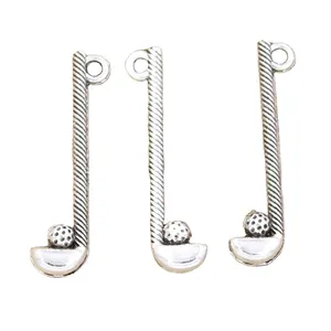 ميداليات من Charms Golf Club Ball 32x8mm بتصميم تبتي فضي اللون مجوهرات عتيقة تحفة يدوية سهلة الاستخدام