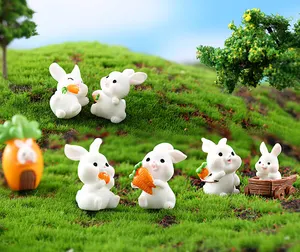 微景观摆件可爱动物卡通可爱兔子人物树脂配件小摆件花园装饰雕像