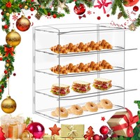 Étagère de présentation en acrylique transparent à 4 niveaux pour comptoir, vitrine transparente pour desserts, pâtisseries, beignets, cupcakes, boulangerie