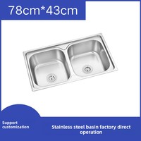 NEXGRAND NG8844T Évier double 88x44cm en acier inoxydable SUS201 finition satinée épaisseur 0,4-0,9mm pour cuisine domestique et commerciale