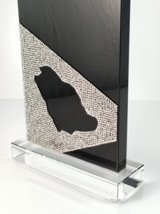 サウジアラビアの小型ダイヤモンドマップ付きホットセールシンニングクリスタルトロフィーアワードカスタマイズブラックシールド賞 - Product Image 6