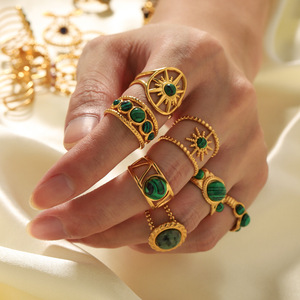 Bijoux à la mode or 18 carats plaqué acier inoxydable réglable creux pierre précieuse pierre naturelle anneau femmes <span class=keywords><strong>cadeau</strong></span> - Product Image 2