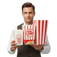 Boîte à Popcorn Carrée Personnalisée en Carton Ondulé Verni, Vente en Gros, Pas Cher, Qualité Alimentaire, Idéale pour les Fêtes Classiques