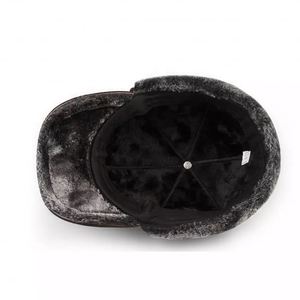 High Quality PU Leather Baseball <b>Cap</b> <b>Winter</b> Warm with Curved Brim and Faux Fur Lining - Product Image 5
