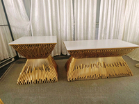 Table de mariage design populaire pour la décoration de scène, tables centrales en acier inoxydable pour les mariés