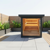 Sauna extérieur moderne pour 2 à 6 personnes, design familial noir, chauffage à vapeur sèche et humide, bois de cèdre rouge massif 6
