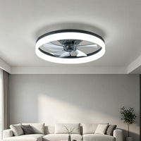Ventilateur de plafond rond en fer et acrylique à 5 pales, silencieux, télécommandé, à intensité variable, avec moteur DC 60W et éclairage LED