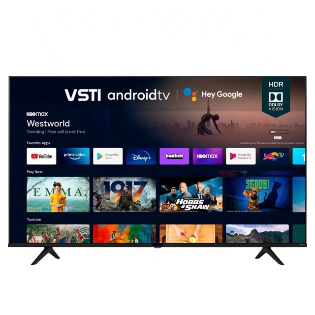 75-Inch Smart Network 4K HDTV LCD TV with Android OS for Kitchen Use Black Cabinet and LED Backlight