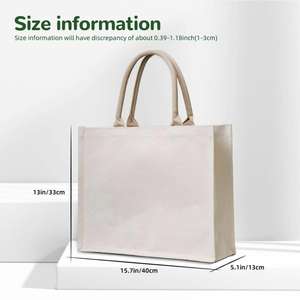 Sac fourre-tout en toile beige à poignée ronde - Sac réutilisable autoportant pour les courses, le travail et les sorties - Product Image 5