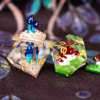 Udixi-Donjons & Dragons polyédriques personnalisables, ensemble de 7 pièces de dés à bords tranchants, dés en résine champignon coloré pour jeu Rpg