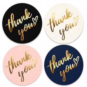 Factory Supply 1.5in Gold Foil Heart Round Adhesive <b>Labels</b> Black White Pink Navy Custom Print For Gift <b>Packaging</b> Bulk Order - Product Image 1