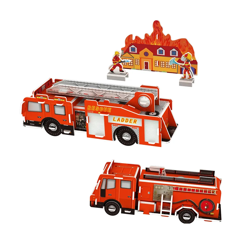 56 PCS DIY montieren Spielzeug 3D Schaum Papier Puzzle Feuerwehr auto für Kinder