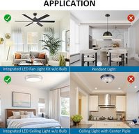 Kit de remplacement de ventilateur lumineux LED 18W résistant à l'humidité, module LED à fixation magnétique compatible avec la plupart des boîtiers de ventilateurs de plafond