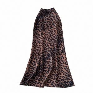 Summer Leopard Digital Printed Pencil <b>Skirt</b> Women Casual Empire Waist Elegant Breathable 100% <b>Silk</b> Sustainable Satin 260g - Product Image 5