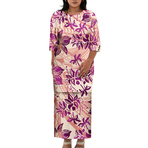 Đầm Puletasi kiểu Polynesia, bộ tộc Samoa, size lớn, mới về, thiết kế riêng, áo dài và chân váy hai mảnh, cổ tròn, cài nút, dành cho nữ - Product Image 5