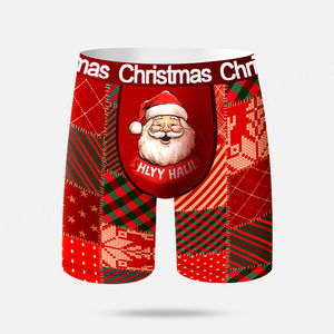 Ropa interior navideña para hombres Bragas masculinas divertidas Ropa interior suave Vacaciones Impreso Hombres Calzoncillos bóxer largos Ropa interior - Product Image 2