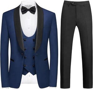 Costume de <span class=keywords><strong>smoking</strong></span> 3 pièces de luxe pour homme, veste à simple boutonnage avec revers châle, coupe ajustée, tissu respirant, grandes tailles pour mariages - Product Image 4