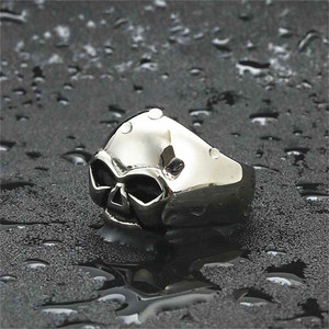 Men's <b>Titanium</b> Steel Skull <b>Ring</b> Silver Retro Punk Style Jewelry Gift 26025 - Product Image 5