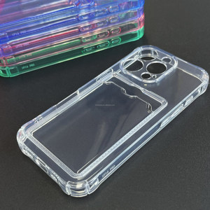 Coque de téléphone en TPU transparente mince sur mesure en vrac avec fente pour carte design élégant fabricant de coque de téléphone Logo personnalisé coque de téléphone pour iPhone 16 - Product Image 5