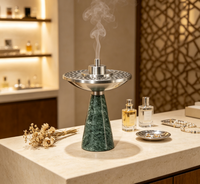 Brûleur d'encens en marbre vert naturel de luxe, encensoir en pierre sculpté à la main pour les cérémonies et la décoration intérieure religieuses arabes du Ramadan