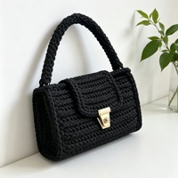 Sac fourre-tout en laine au crochet fait main, style minimaliste hiver, couleur unie, sac à bandoulière luxueux pour femme, best-seller transfrontalier