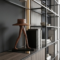 Sculpture en résine à grain de bois vintage Flolenco, figurine d'homme aux longues jambes avec chapeau à large bord pour la décoration intérieure d'hôtel ou de villa