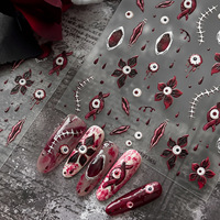 Autocollants d'ongles 5D d'horreur TSZS Halloween, motifs gothiques, yeux sanglants, lèvres, fantômes, empreintes de mains, non toxiques, fournitures de salon DIY