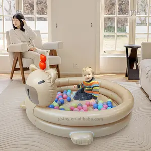 Piscina inflable con anillo de PVC para niños, PISCINA DE BOLAS con ondas de agua pulverizada para bebés, piscina inflable con dibujos animados de animales